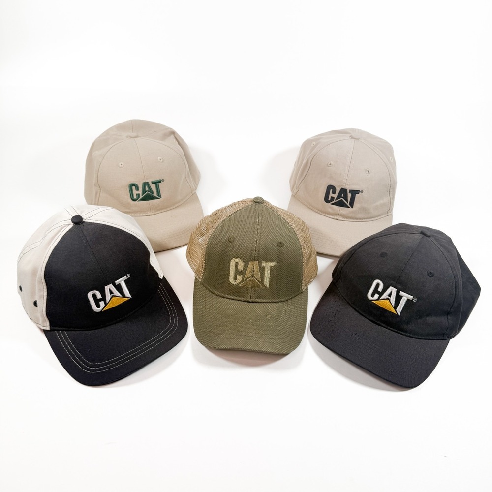 CAT Caterpillar Hat Collection Strapback Trucker Workwear Mixed Colors Lot of 5